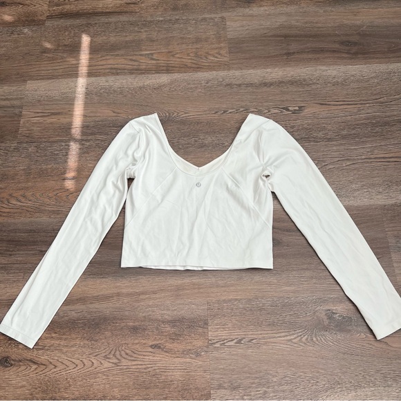Lululemon Align V-neck Long Sleeve Top in White Size 6 Flawed* - Picture 5 of 9